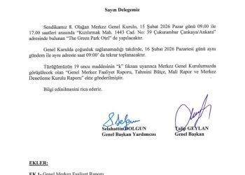 8. OLAĞAN MERKEZ GENEL KURULU İÇİN DELEGE DUYURUSU